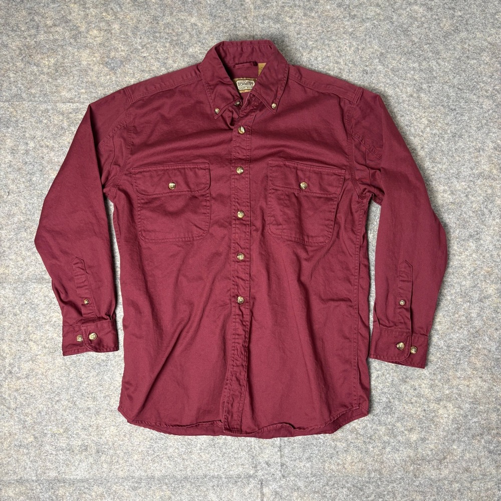Schmidt Work Wear Mens Medium Maroon Cotton Twill Button Down Work Shirt